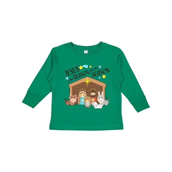 Inktastic Jesus is the Reason for the Season Christmas Nativity Boys or Girls Long Sleeve Toddler T-Shirt