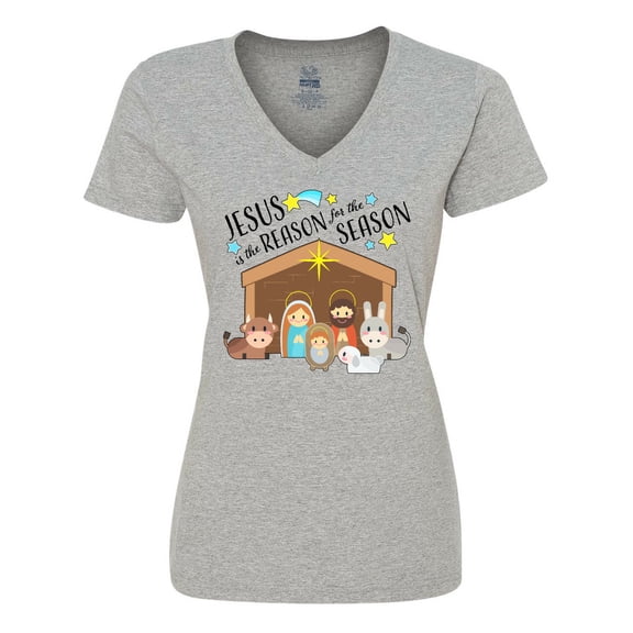 Inktastic Jesus is the Reason for the Season Christmas Nativity Women's V-Neck T-Shirt