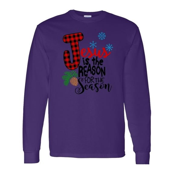 Inktastic Jesus is the Reason for the Season Pinecone and Snowflakes Long Sleeve T-Shirt