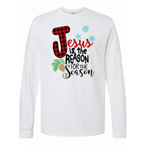 Inktastic Jesus is the Reason for the Season Pinecone and Snowflakes Long Sleeve T-Shirt