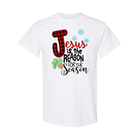 Inktastic Jesus is the Reason for the Season Pinecone and Snowflakes T-Shirt