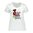 thumbnail image 1 of Inktastic Jesus is the Reason for the Season Pinecone and Snowflakes Women's Plus Size T-Shirt, 1 of 5