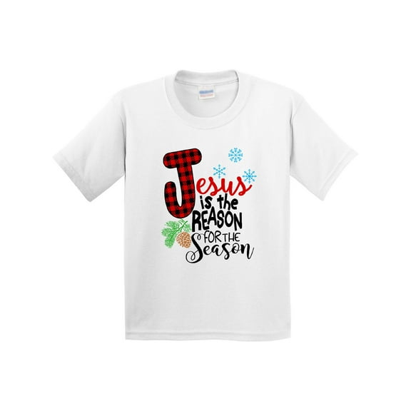 Inktastic Jesus is the Reason for the Season Pinecone and Snowflakes Youth T-Shirt
