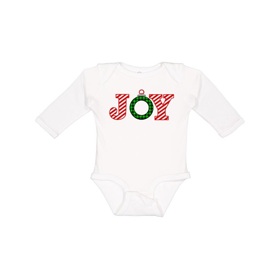 Inktastic Joy Christmas Ornament with Candy Cane Stripes Boys or Girls Long Sleeve Baby Bodysuit