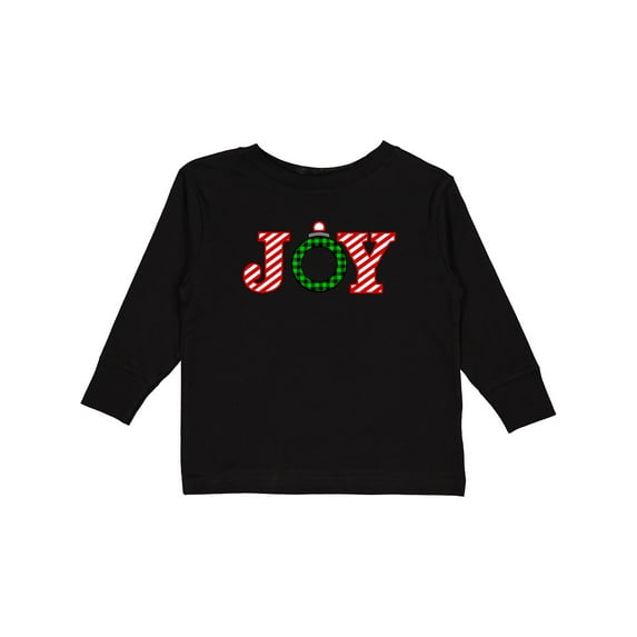 Inktastic Joy Christmas Ornament with Candy Cane Stripes Boys or Girls Long Sleeve Toddler T-Shirt