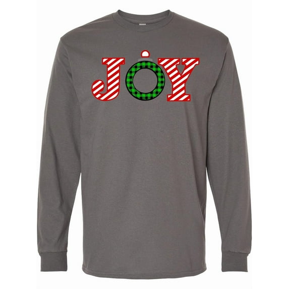 Inktastic Joy Christmas Ornament with Candy Cane Stripes Long Sleeve T-Shirt