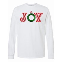 Inktastic Joy Christmas Ornament with Candy Cane Stripes Long Sleeve T-Shirt