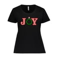 thumbnail image 1 of Inktastic Joy Christmas Ornament with Candy Cane Stripes Women's Plus Size T-Shirt, 1 of 5