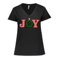thumbnail image 1 of Inktastic Joy Christmas Ornament with Candy Cane Stripes Women's Plus Size V-Neck T-Shirt, 1 of 5
