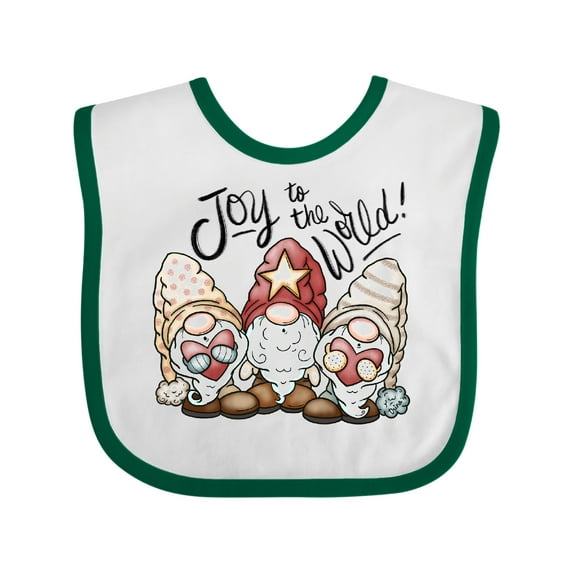 Inktastic Joy to the World Christmas Gnomes Boys or Girls Baby Bib