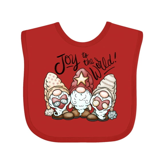 Inktastic Joy to the World Christmas Gnomes Boys or Girls Baby Bib