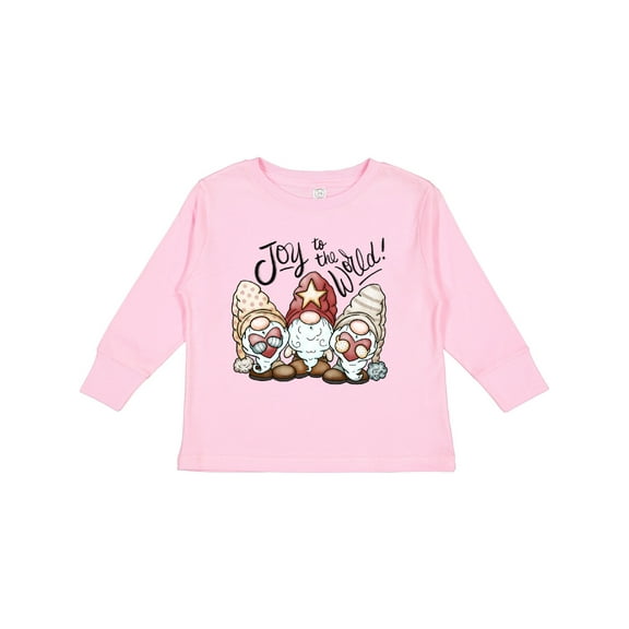 Inktastic Joy to the World Christmas Gnomes Boys or Girls Long Sleeve Toddler T-Shirt