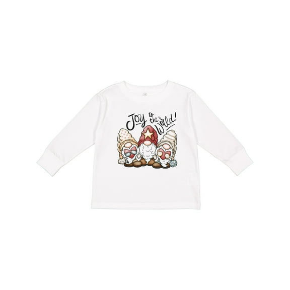 Inktastic Joy to the World Christmas Gnomes Boys or Girls Long Sleeve Toddler T-Shirt