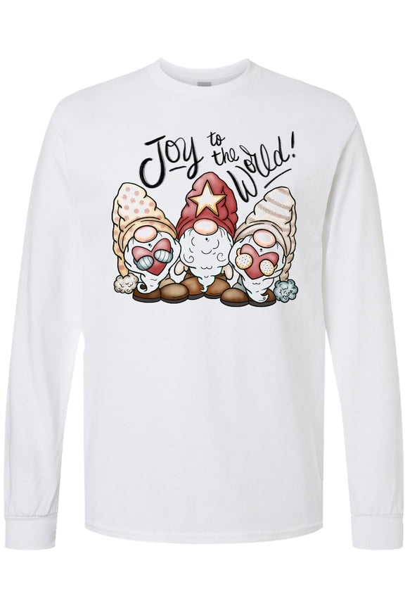 Joy to the World Christmas Gnomes Long Sleeve T-Shirt