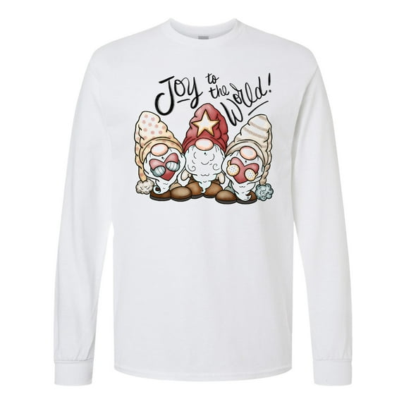 Inktastic Joy to the World Christmas Gnomes Long Sleeve T-Shirt