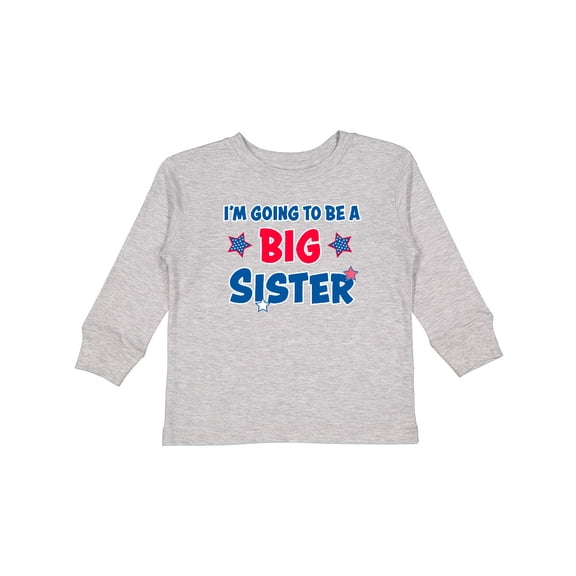 Inktastic July 4th Im Going to Be a Big Sister Girls Long Sleeve Toddler T-Shirt