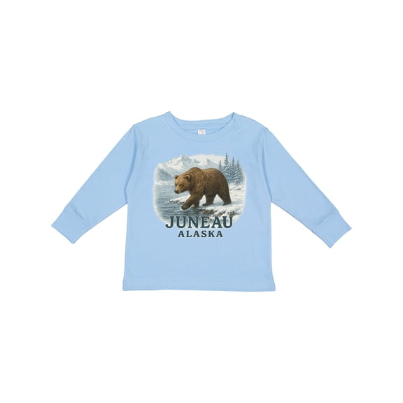 Inktastic Juneau Alaska Bear Scenic Wilderness Boys or Girls Long Sleeve Toddler T-Shirt