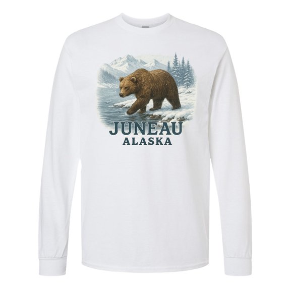 Inktastic Juneau Alaska Bear Scenic Wilderness Long Sleeve T-Shirt