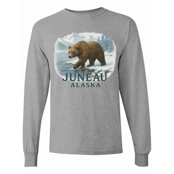 Inktastic Juneau Alaska Bear Scenic Wilderness Long Sleeve T-Shirt