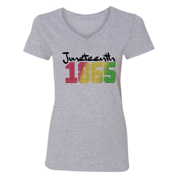 Inktastic Juneteenth 1865 Dots Women's V-Neck T-Shirt