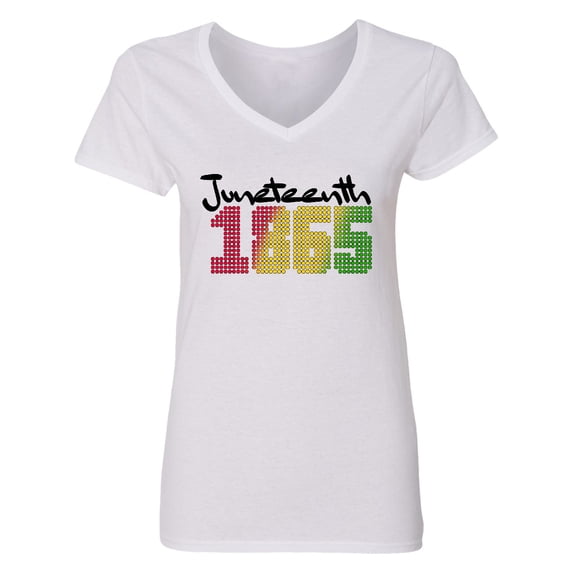 Inktastic Juneteenth 1865 Dots Women's V-Neck T-Shirt