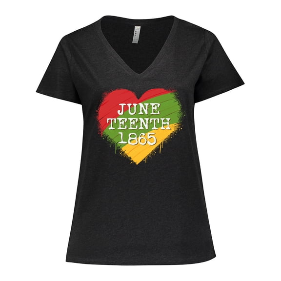 Inktastic Juneteenth 1865 Heart Women's Plus Size V-Neck T-Shirt