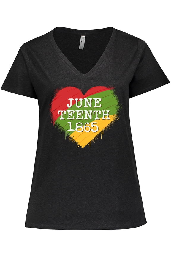 Juneteenth 1865 Heart Women's Plus Size V-Neck T-Shirt