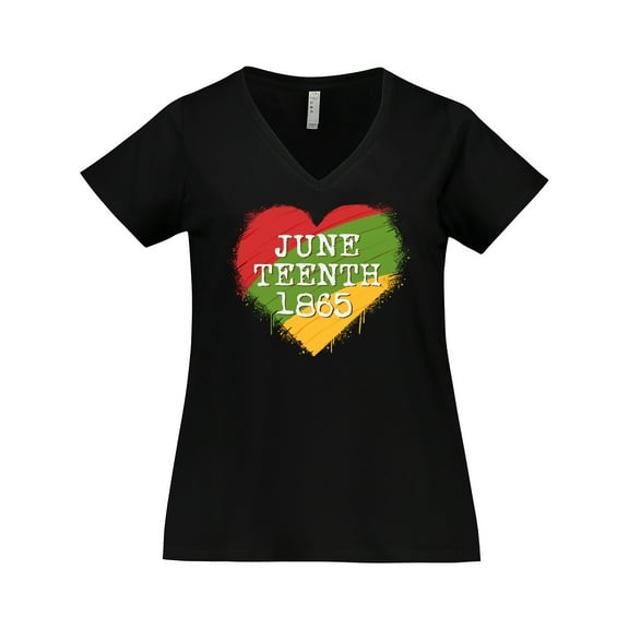 Inktastic Juneteenth 1865 Heart Women's Plus Size V-Neck T-Shirt