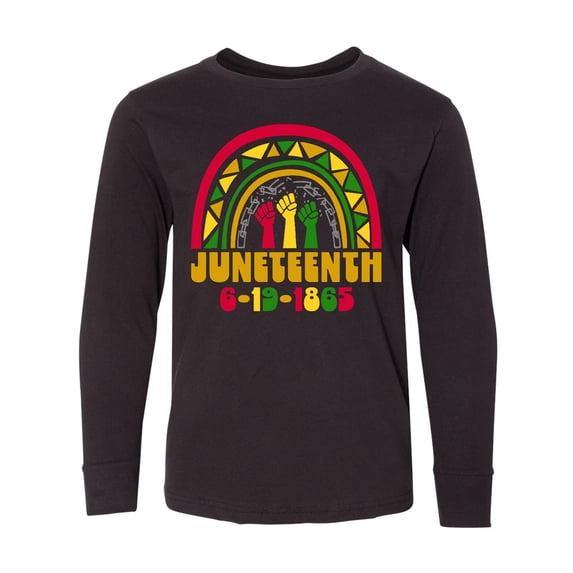 Inktastic Juneteenth 6-19-1865 Rainbow Long Sleeve Youth T-Shirt