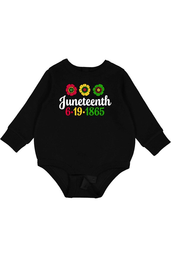 Juneteenth 6-19-1865 with Flowers Baby Fleece Bodysuit