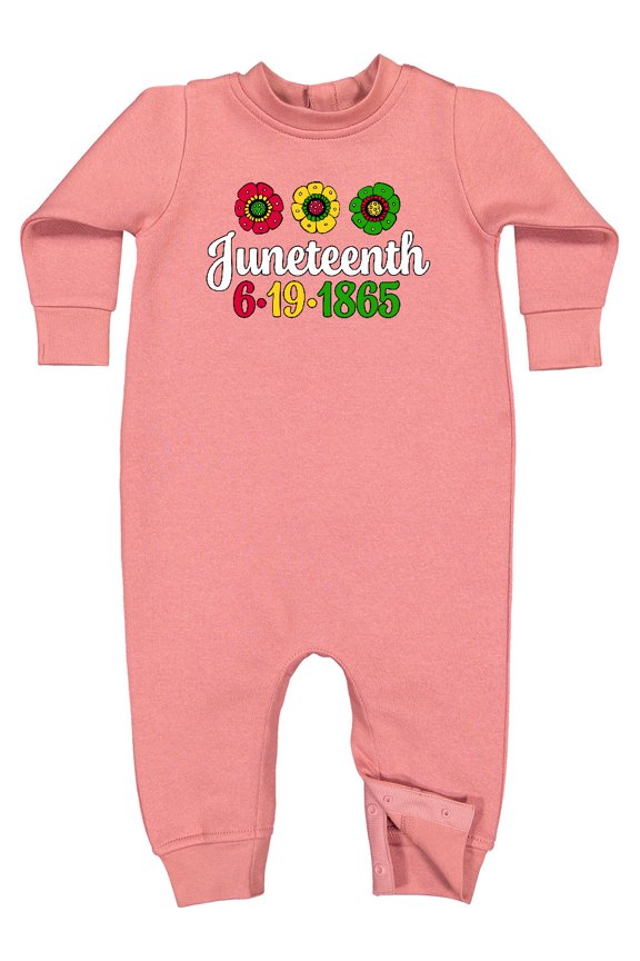 Juneteenth 6-19-1865 with Flowers Baby Fleece Romper
