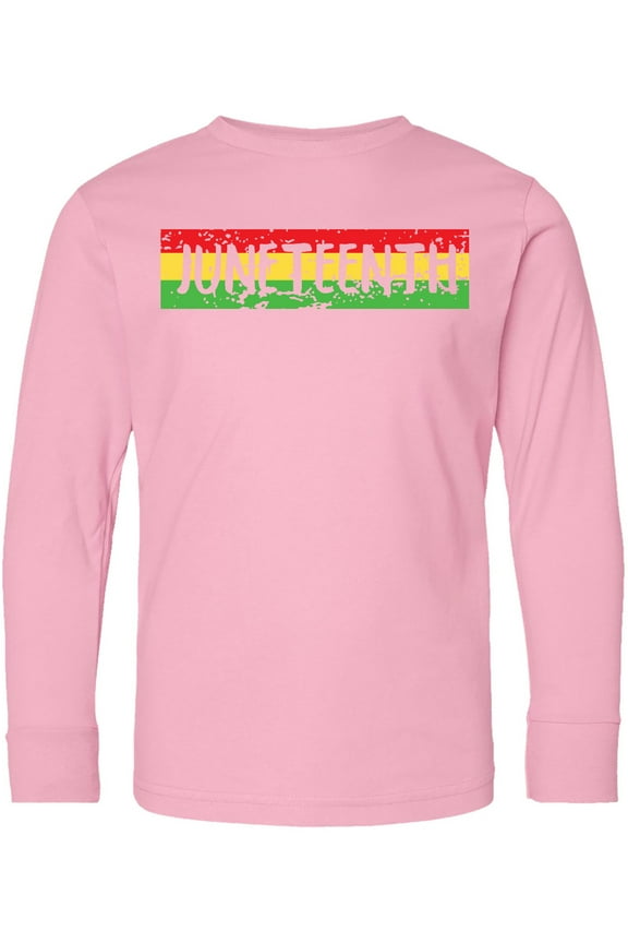 Juneteenth Banner in Red Yellow and Green Long Sleeve Youth T-Shirt