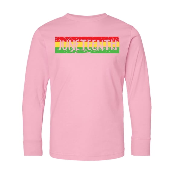Inktastic Juneteenth Banner in Red Yellow and Green Long Sleeve Youth T-Shirt