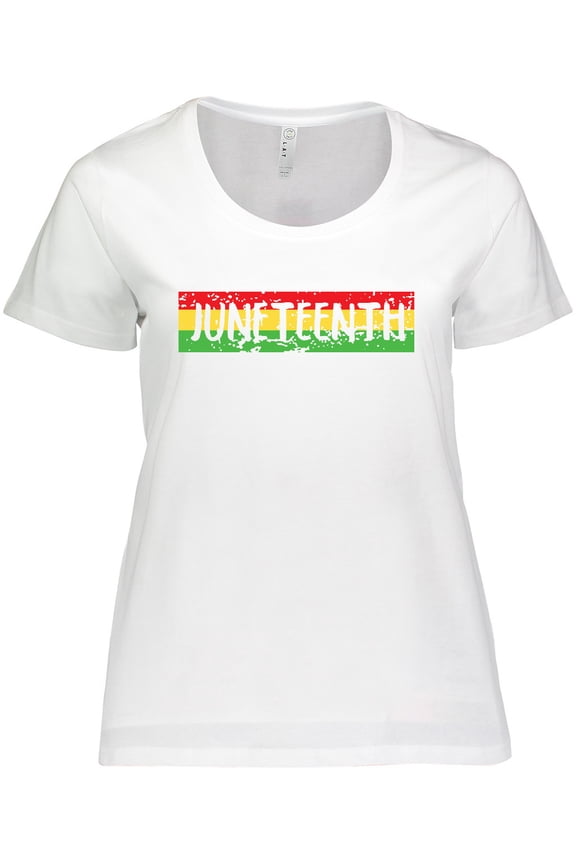 Juneteenth Banner in Red Yellow and Green Women's Plus Size T-Shirt