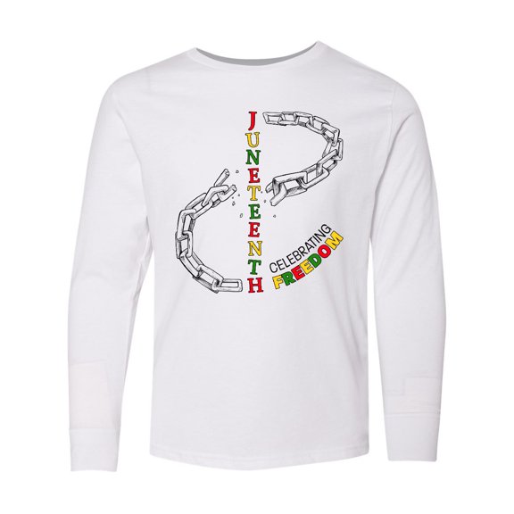 Inktastic Juneteenth-Celebrating Freedom- Breaking Chains Long Sleeve Youth T-Shirt