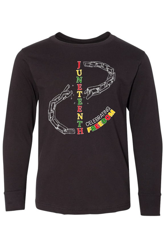 Juneteenth-Celebrating Freedom- Breaking Chains Long Sleeve Youth T-Shirt