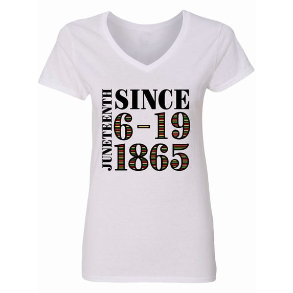 Inktastic Juneteenth Since 6-19-1865 Women's V-Neck T-Shirt