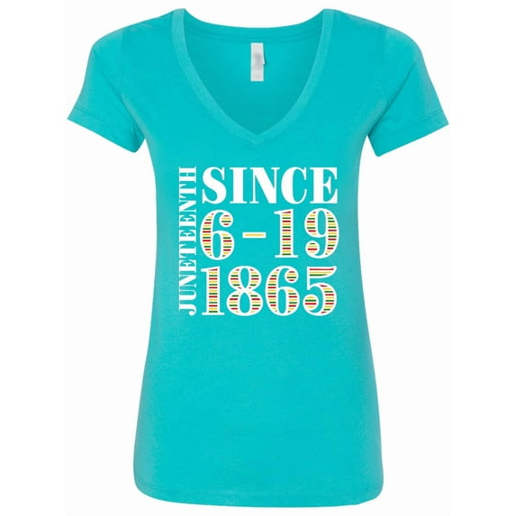 Inktastic Juneteenth Since 6-19-1865 Women's V-Neck T-Shirt
