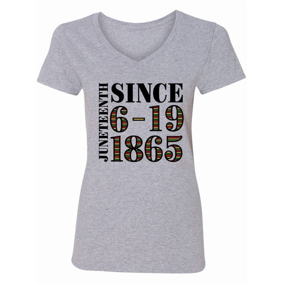 Inktastic Juneteenth Since 6-19-1865 Women's V-Neck T-Shirt