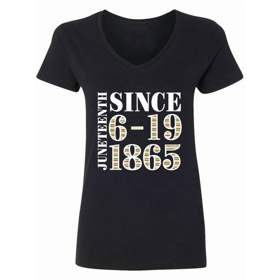 Inktastic Juneteenth Since 6-19-1865 Women's V-Neck T-Shirt