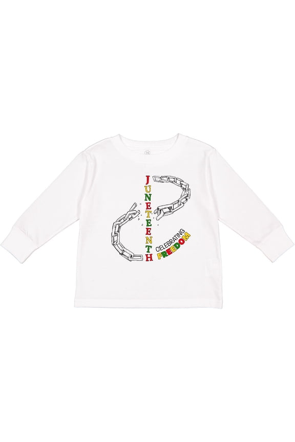 Juneteenth-celebrating Freedom Breaking Chains Boys or Girls Long Sleeve Toddler T-Shirt