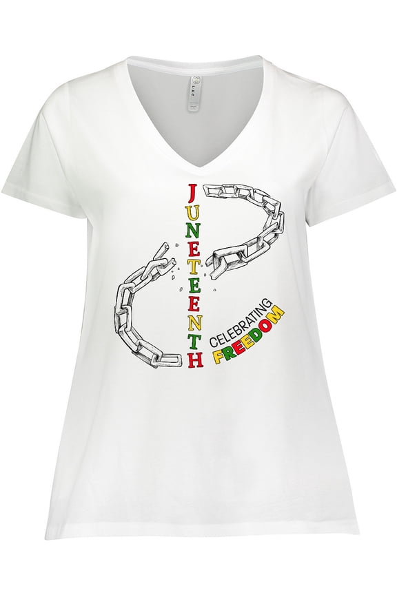 Juneteenth-celebrating Freedom Breaking Chains Women's Plus Size V-Neck T-Shirt