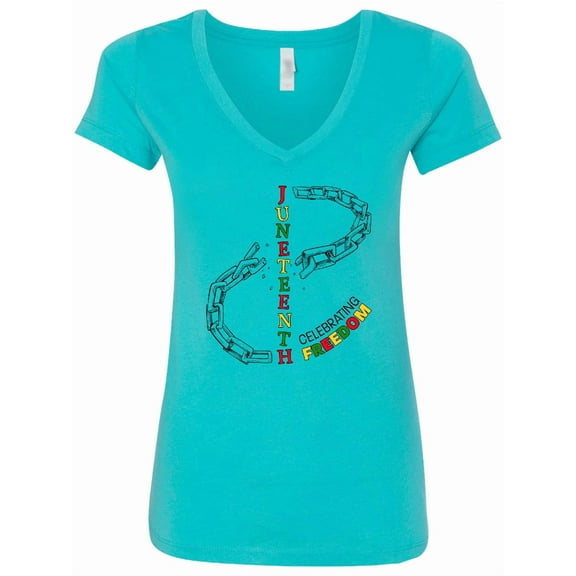Inktastic Juneteenth-celebrating Freedom Breaking Chains Women's V-Neck T-Shirt