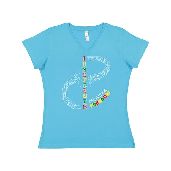 Inktastic Juneteenth-celebrating Freedom- Breaking Chains Women's V-Neck T-Shirt