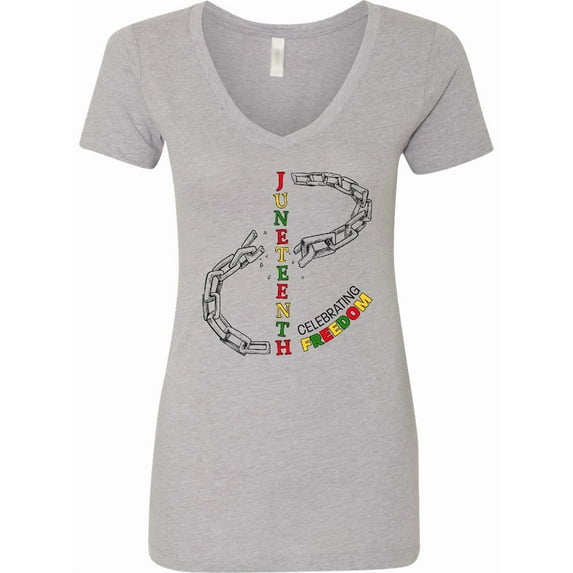 Inktastic Juneteenth-celebrating Freedom Breaking Chains Women's V-Neck T-Shirt