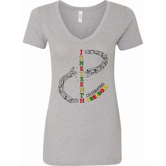 Inktastic Juneteenth-celebrating Freedom Breaking Chains Women's V-Neck T-Shirt