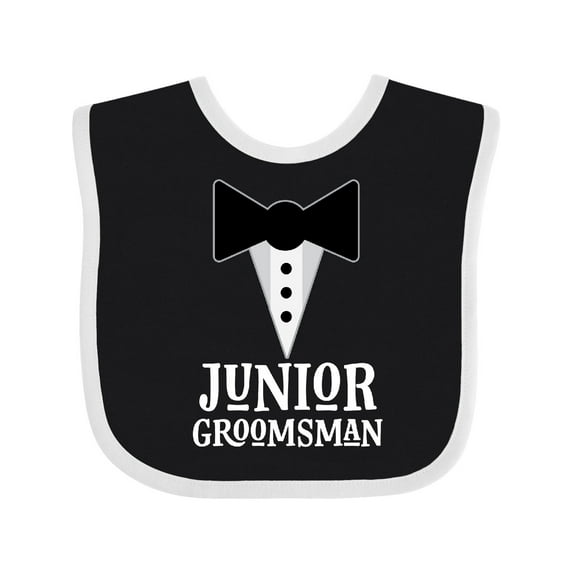 Inktastic Junior Groomsman Boys Wedding Party Mock Tux Boys Baby Bib