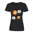 thumbnail image 1 of Inktastic Jupiter and Saturn Space Humor "Sup Saturn", "Sup Jupes" Women's V-Neck T-Shirt, 1 of 5