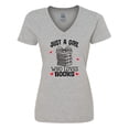 thumbnail image 1 of Inktastic Just A Girl Who Loves Books Women's V-Neck T-Shirt, 1 of 5