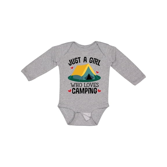 Inktastic Just a Girl Who Loves Camping Girls Long Sleeve Baby Bodysuit